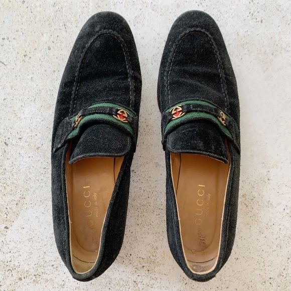 Gucci Black Velvet Loafers with Signature Web Detail - Picture 7 of 8